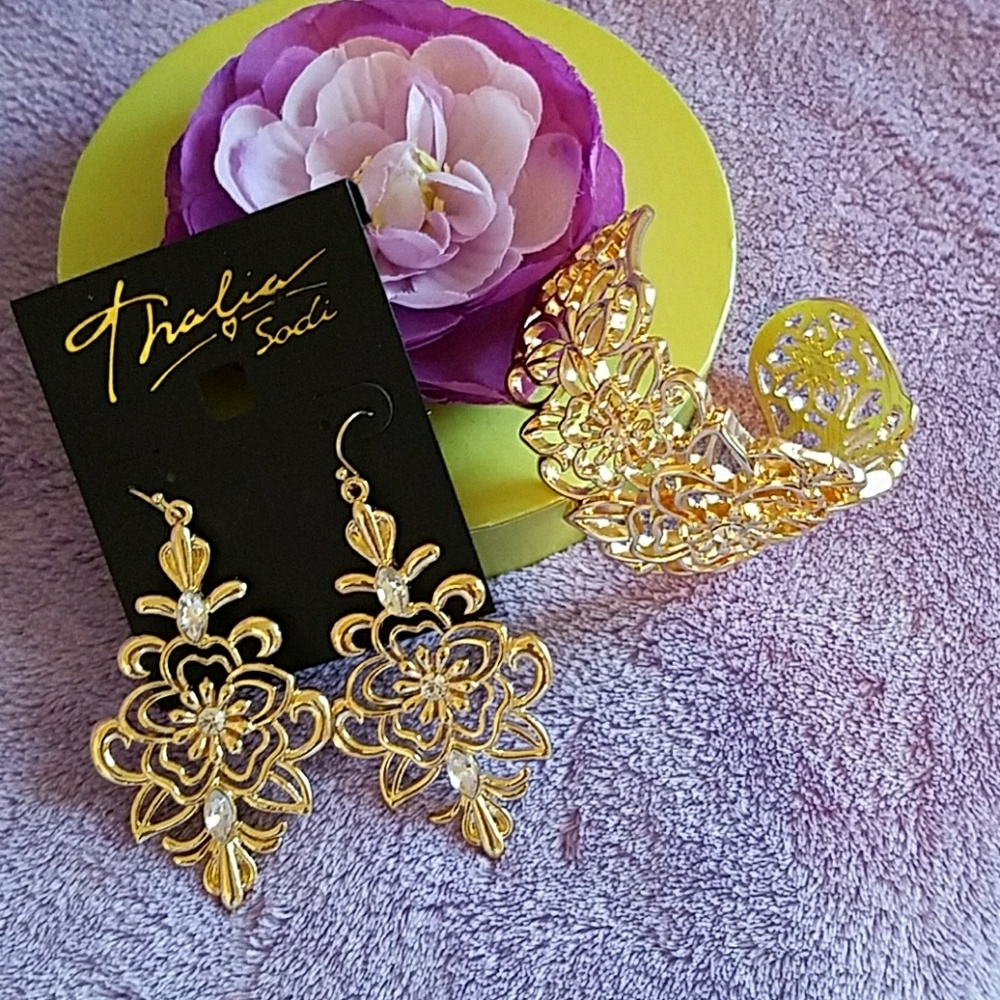 Floral Filigree Earrings and Cuff